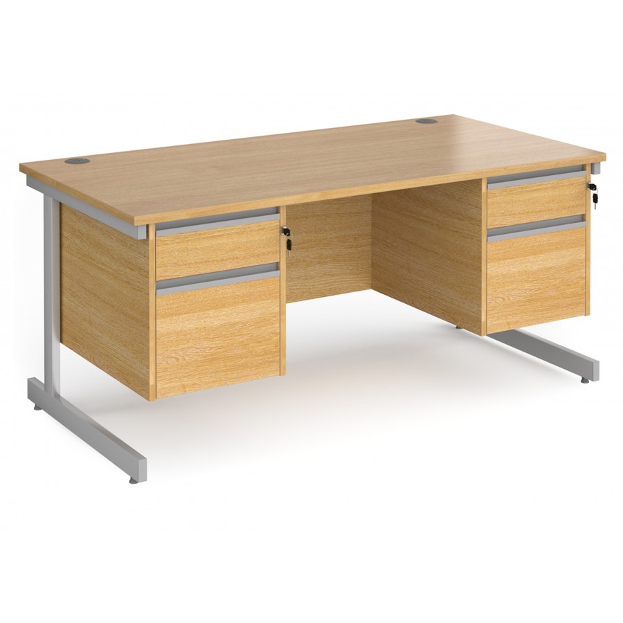 Harlow Straight Desk with 2 x Two Drawer Pedestals